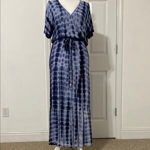 Knox Rose Blue and White Tie Dye Maxi Dress